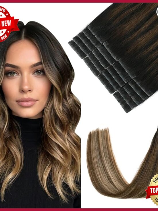 22 Inch Human Hair Tape Extensions, 20 Pieces, Remy Hair, Invisible Tape main image 6
